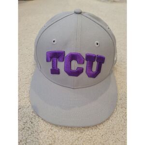 EUC New Era 59 fifty Grey Hat Cap Size 7 1/4 Horned Frogs Embroidery TCU